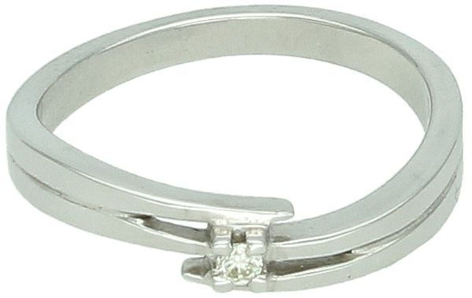 Elegancki pierścionek z białego złota próby 585 ozdobiony brylantem 0,03 ct, czystość SI1, barwa J. Certyfikat autentyczności. Idealny na prezent.1.jpg